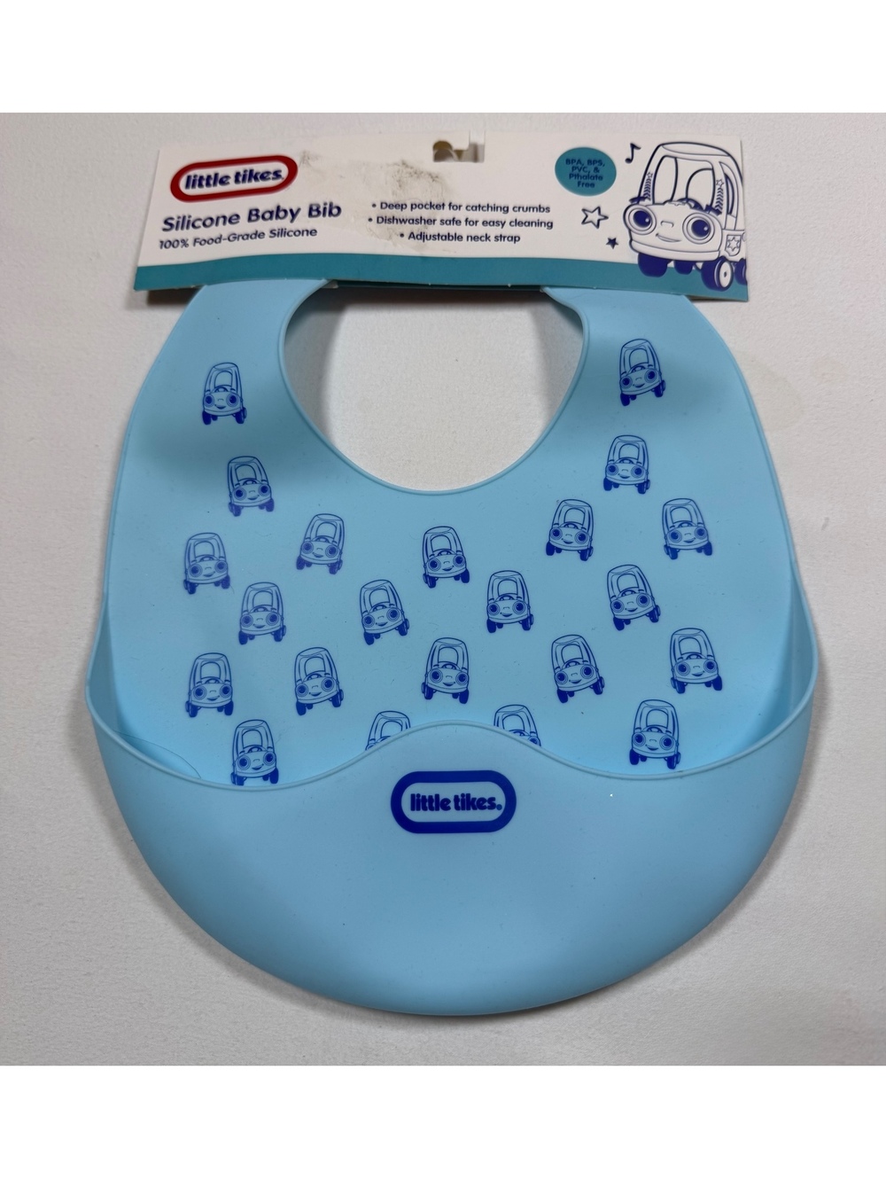 Little Tikes Silicone Baby Bib with Deep Pocket and Adjustable Neck Strap